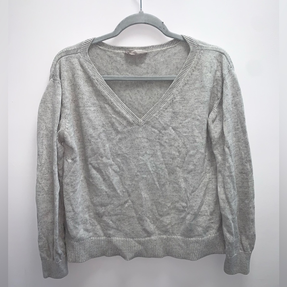 Everlane Gray Knit V Neck Sweatshirt Size Small